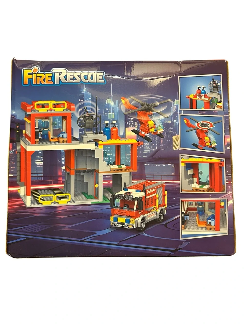 Fire Rescue Kids Toy Building Set - Red and Orange Fire Station Playset